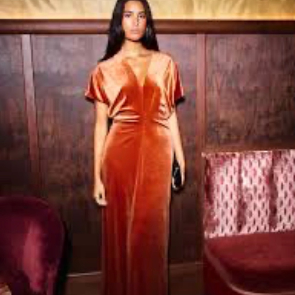 Banana Republic Copper Velvet Dress Size M